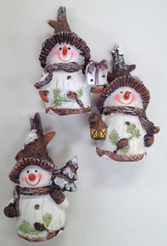 Schneemann Bronco, weiss-braun, mit Laterne